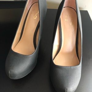 black matte leather high heels